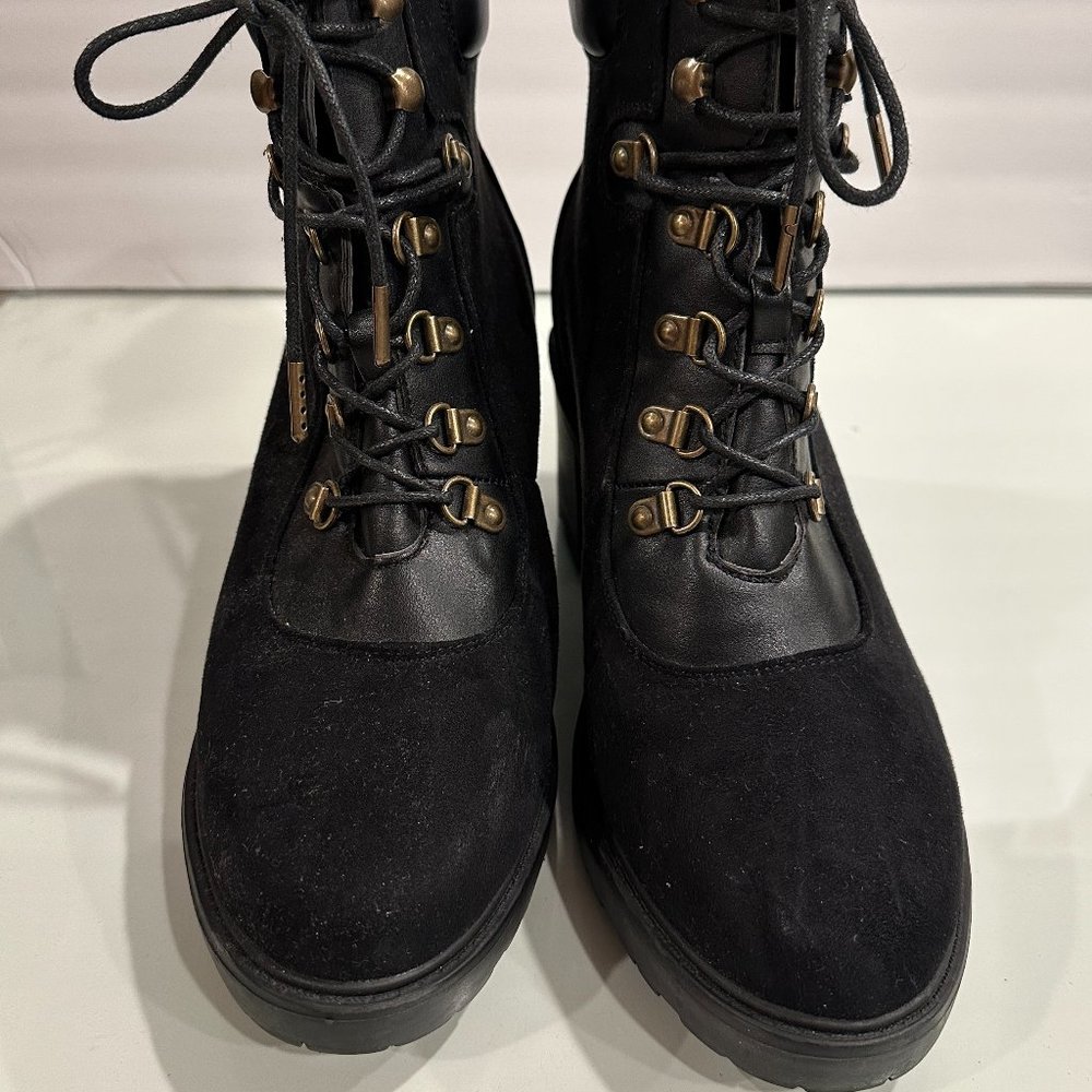 Felixa Block Heel Black Lace Up Boot